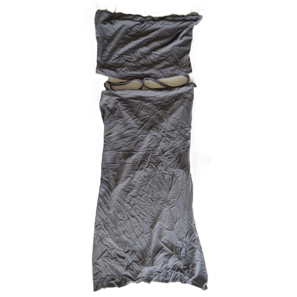 SHEIN Women's XS Grey Tube Top & Skirt Set 2-Piece Bandeau Outfit